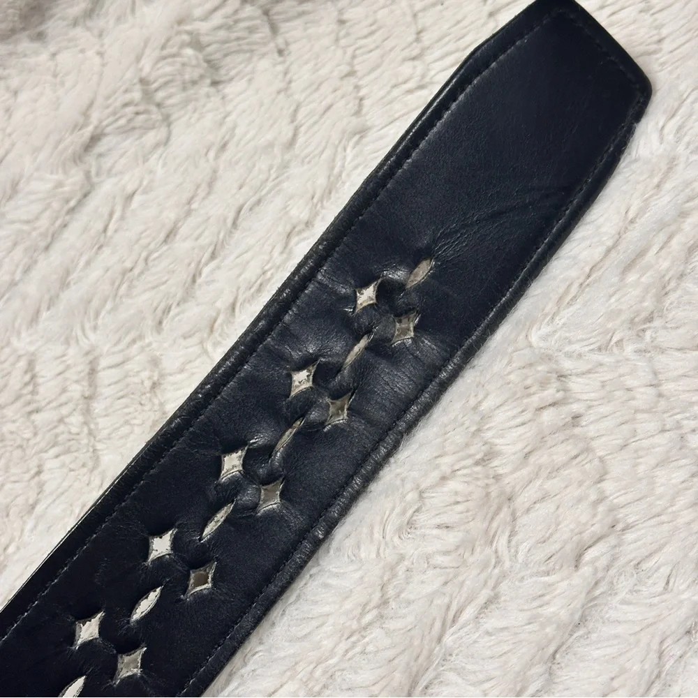 Hickok Black Cowhide Leather Diamond Perforated adjustable Belt   38